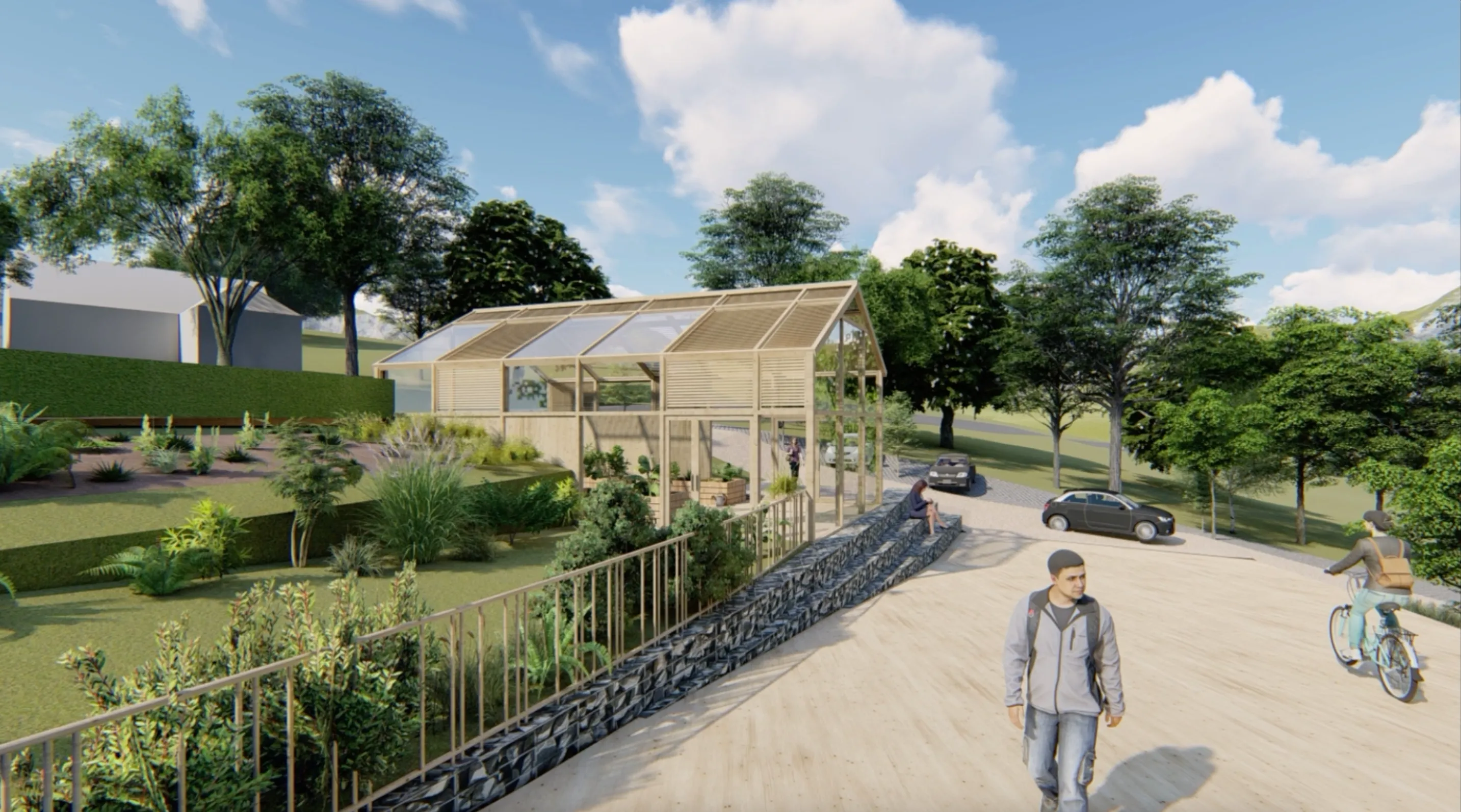 La serre collective et le potager