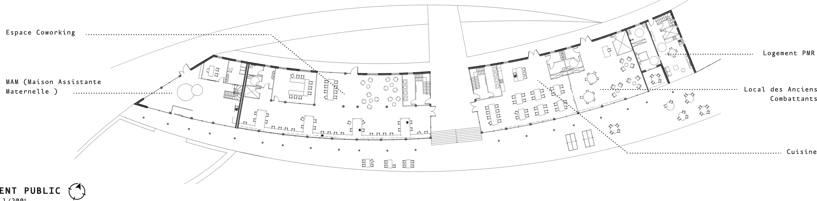 Plan du rez-de-chaussée des espaces communs