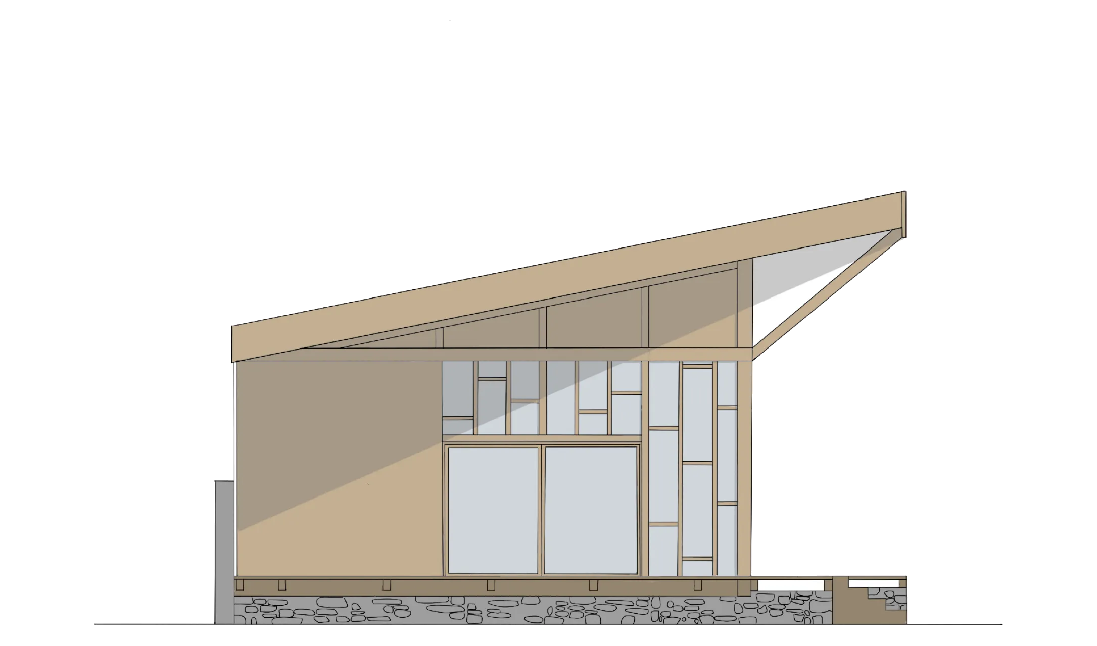 Façade sur la terrasse couverte