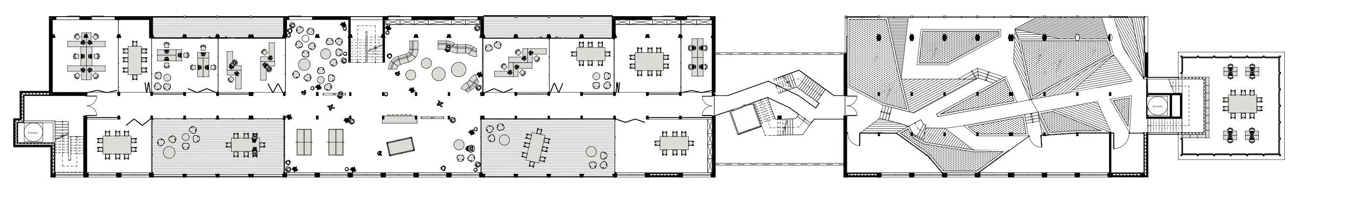 Deuxième étage — espaces de travail et FabLab
